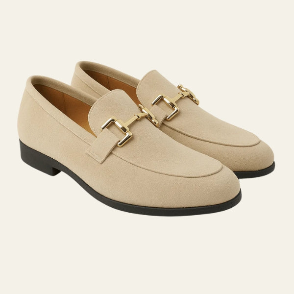 The Milano Gold-Detail Suede Loafers